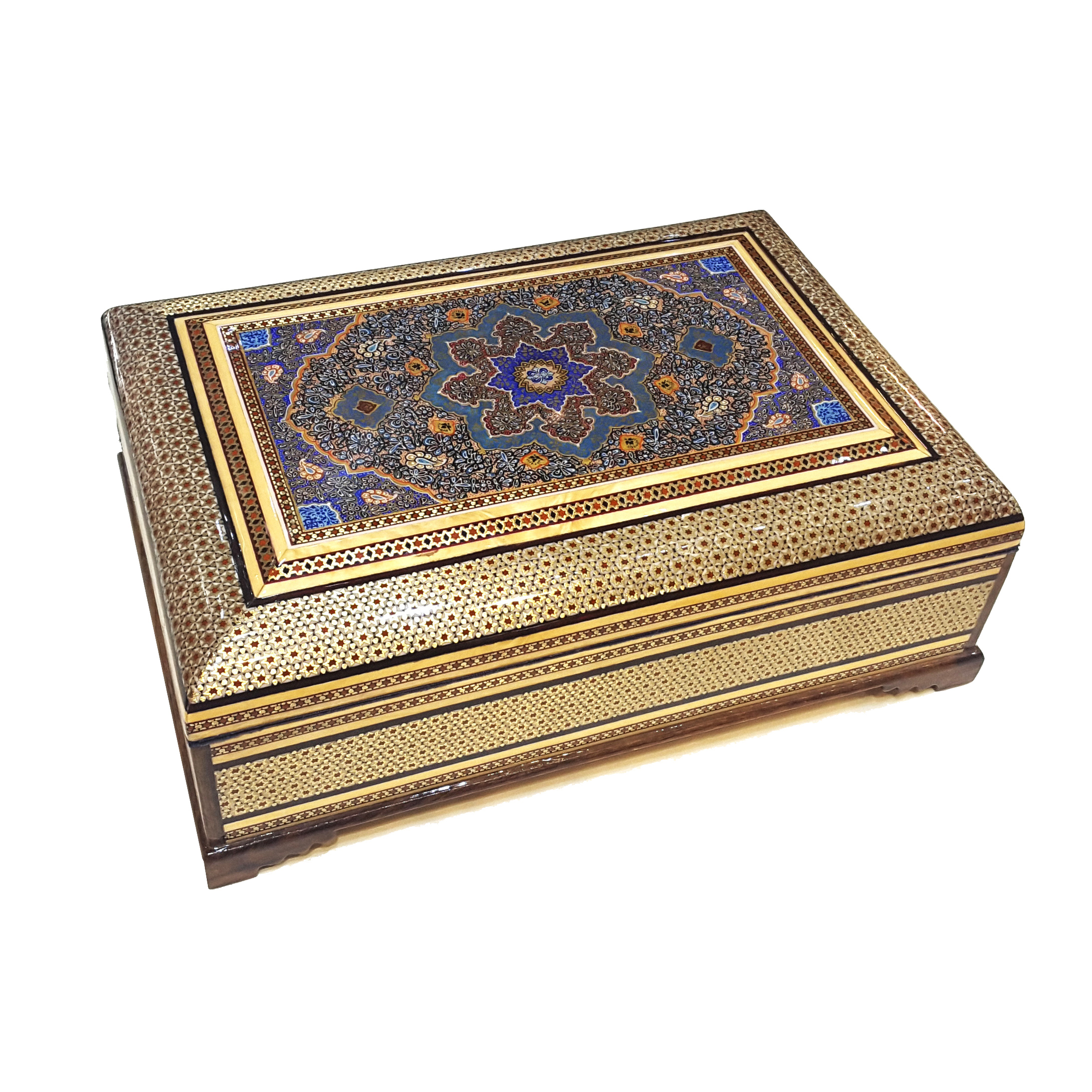 Persian inlaying handmade (Khatam) Jewelry Quran box with eslimy